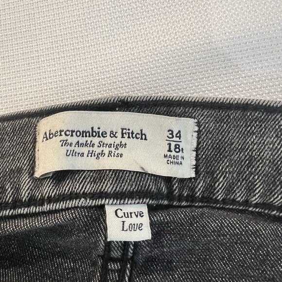 Abercrombie Fitch Ankle Straight Ultra High Rise Jeans Curve Love Sz 34 18R Gray - Picture 4 of 12